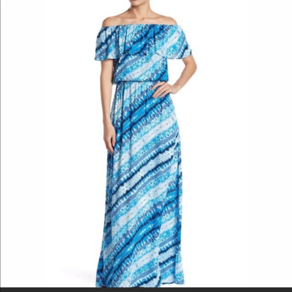 The Vanity Room Ruffle off the shoulder Maxi NEW L
